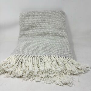 DOCOFIL Gray Woven Cotton Acrylic Throw Blanket Fringed Cozy Soft Portugal